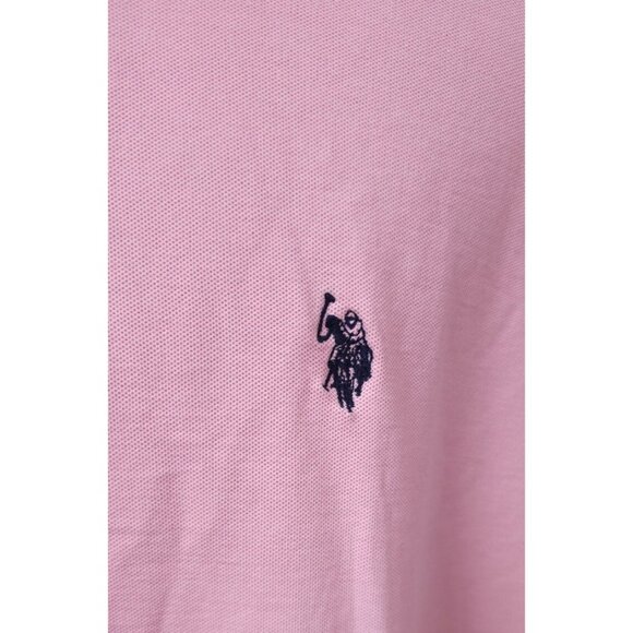 US Polo ASSN Mens 2XLT Pink Short Sleeves Ultimate Pique Blue Pony Polo Shirt - Picture 4 of 10